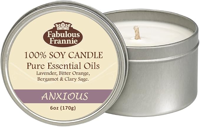 Fabulous Frannie Aromatherapy Soy Candle Holiday Gift Set Includes 6oz De-Stress, 6oz Anxious and 6oz Lavender Made with Pure Essential Oils (De-Stress)