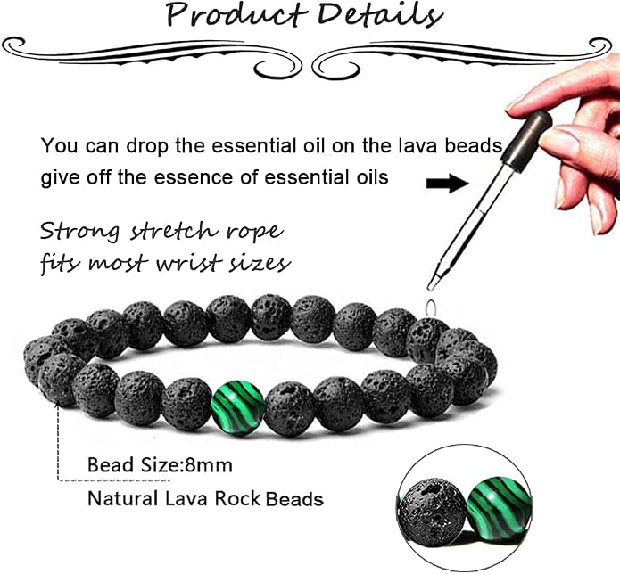 Jewdreamer 12Pcs Distance Relationship Bracelets 8mm Lava Rock Stone Beaded Bracelet for Men Women Stretch Yoga Bracelet Aromatherapy Essential Oil Diffuser Couple Bracelet Set