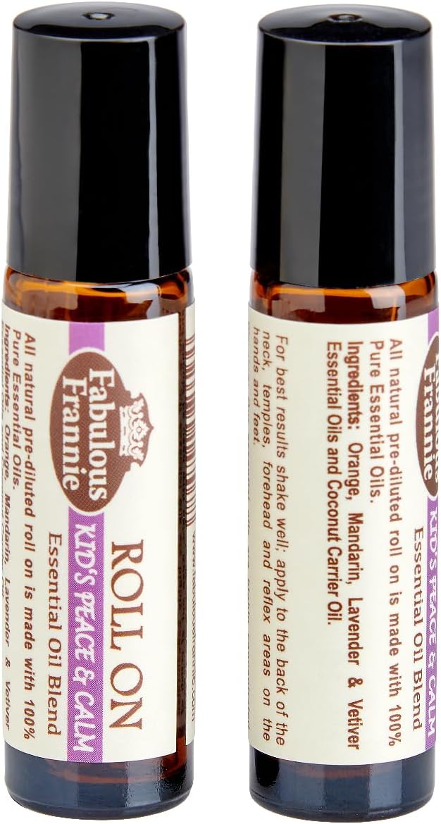 Fabulous Frannie Peace and Calm Essential Oil Roll On Made with Mandarin, Lavender Bulgarian, Vetiver & Sweet Orange Essential Oils and Coconut Carrier Oil 10ml