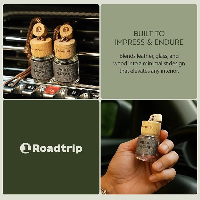 Scented Car Air Freshener - Long Lasting Essential Oil Diffuser - Car Accessories for Men & Women - Pack of 2 Non-Toxic Car Air Freshener - 0.27FL OZ/8ML (Pear Grove 8ml, Pear)