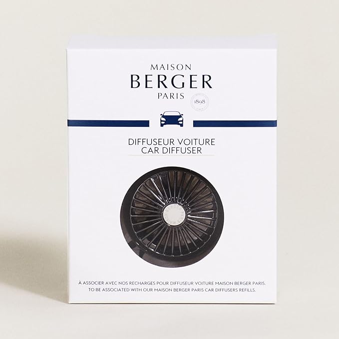 MAISON BERGER Car Diffuser, Gun Metal Finish, No Refill Included | Holder Only, Refill Sold Separately, Passive Diffusion, Made in France