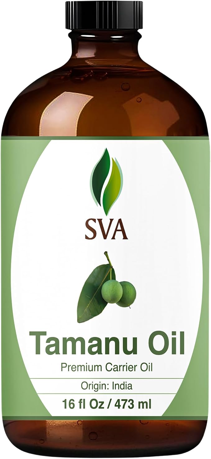 SVA Tamanu Seed Oil - 16 Fl Oz – 100% Natural Cold Pressed Tamanu Oil - for Face, Skin Care, Hair Care, Scalp Massage & Body Massage – Carrier Oil