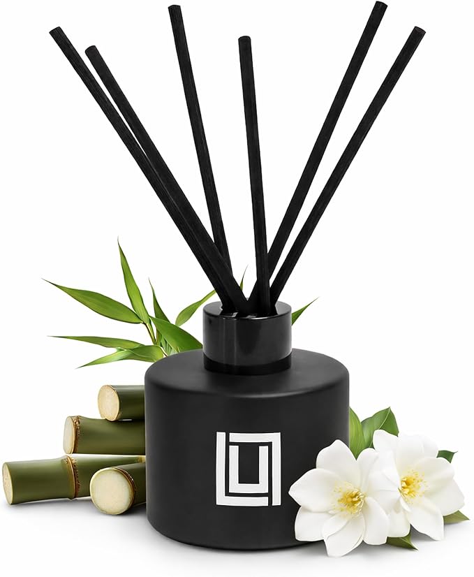 Lulu Candles | Reed Diffuser Set | White Bamboo | 6 Reed Sticks | Scent Diffuser for Bedroom Bathroom Living Room & Office (4.2 FL Oz.)