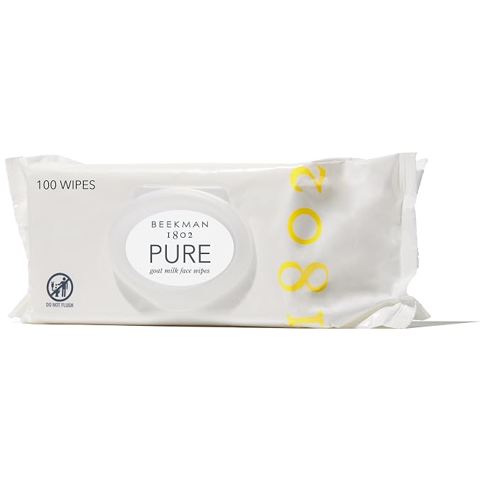 Beekman 1802 Face Wipes – Makeup Remover Wipes for Face, Facial Cleansing Wipes that Remove Makeup & Dirt, Travel Essentials, Face Wipes with Goat Milk & Aloe, Fragrance Free 100 Count