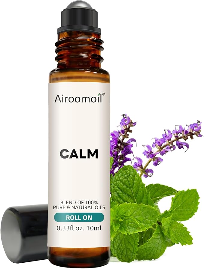 Calm Essential Oil Roll-On – 0.33 Oz Portable Travel Size, 100% Natural, Gentle Floral-Citrus Aroma for Aromatherapy & Self Care – Pre-Diluted Rollerball, Skin-Friendly – Gift for Women