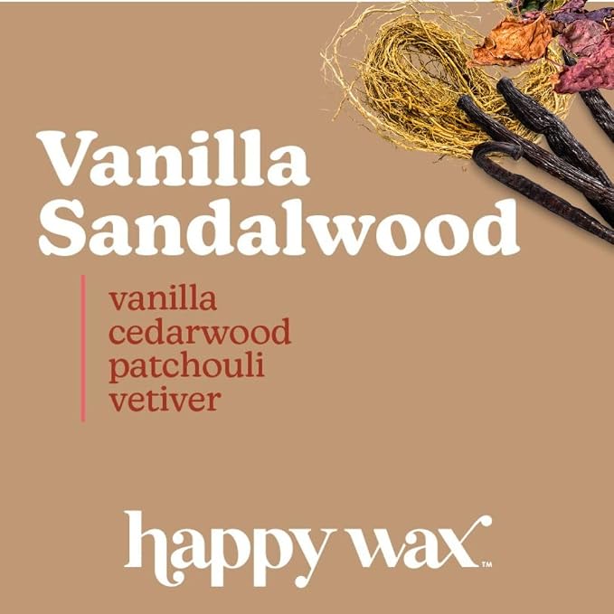 Happy Wax Vanilla Sandalwood Scented Bear Wax Melts - Natural Strong - Infused with Essential Oils - Non Toxic - For Warmers (8 oz Pouch)