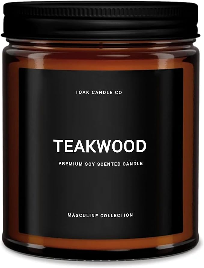 1OAK Scented Candles for Men - Teakwood Candle - Black Candle - Masculine Candles - Soy Wax, Long Burning Premium
