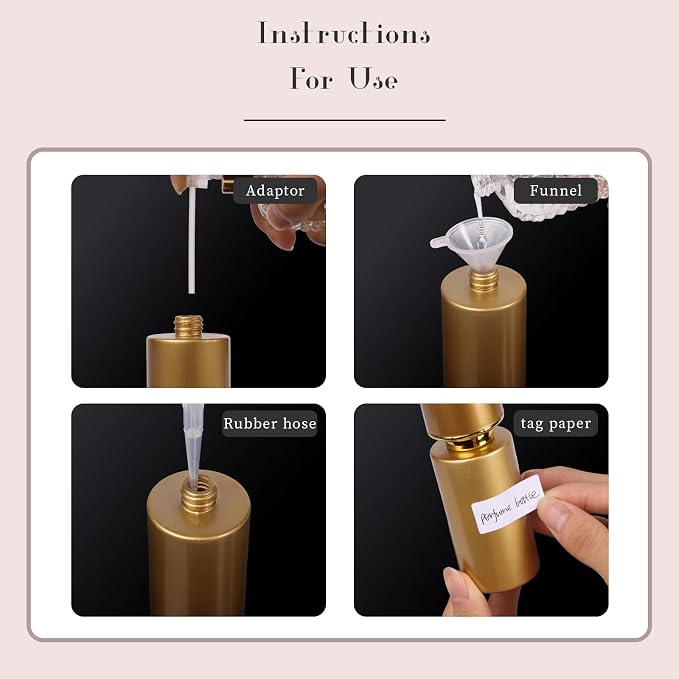 2pcs 50ml Glass Spray Bottle for Perfume,Refillable Travel Perfume Atomizer Bottles,Black&Gold Portable Cologne Atomizer Empty Bottle.(Black&Gold)