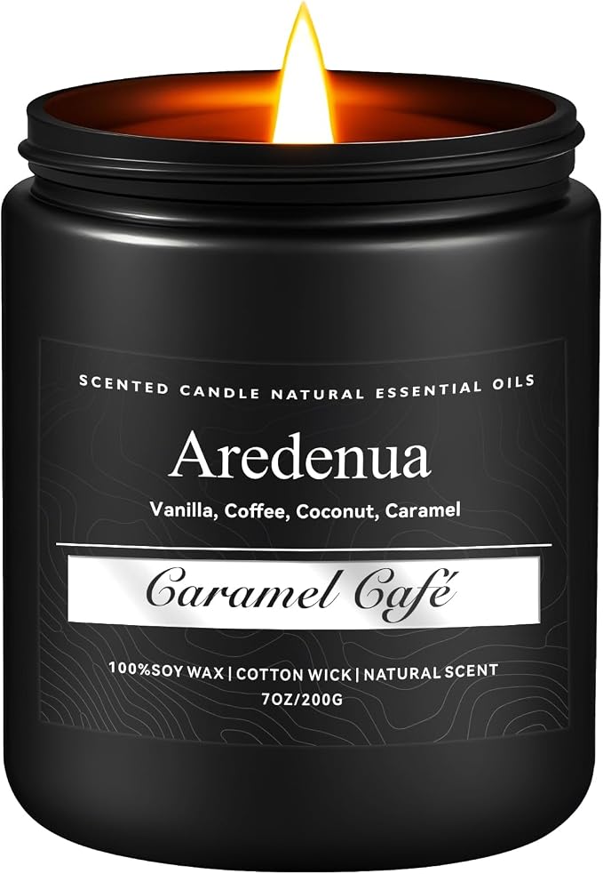 Caramel Coffee Candle | Soy Scented Candles for Home & Office, 50H Clean Burn, Manly Gifts for Fathers Day – Aromatherapy Candle for Dad or Husband, Cozy Coffee & Caramel Scent