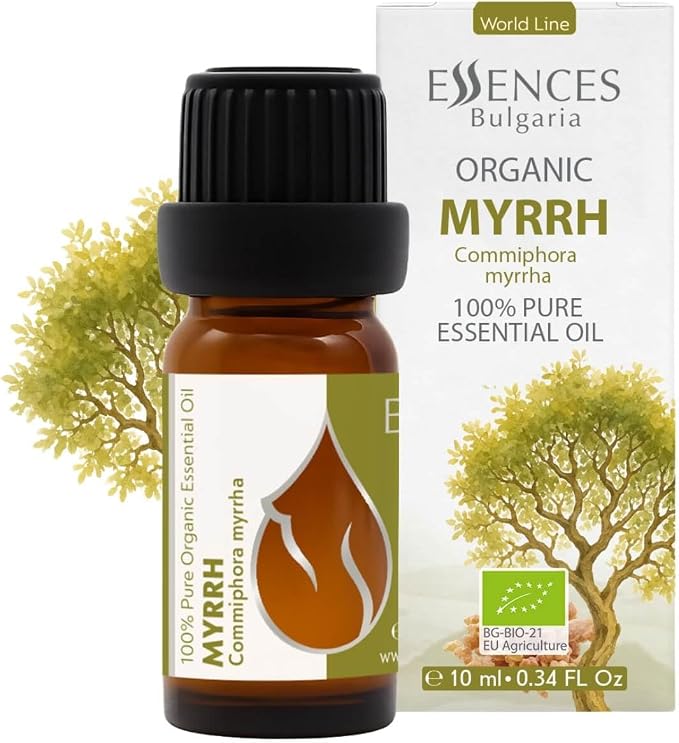 Essences Bulgaria Organic Myrrh Essential Oil 0.34 Fl Oz | 10ml | Commiphora myrrha | 100% Pure and Natural | Undiluted | Therapeutic Grade | Aromatherapy | Cosmetics | Cruelty Free | Non-GMO