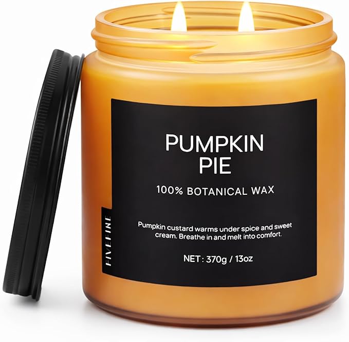 Pumpkin Pie Home Scented Candles, 13oz Organic Soy Wax, 76-Hour Clean Burning, Natural Candles Non Toxic, Warm & Spicy Fall Harvest Scent for Relaxation, Aromatherapy Housewarming Candle for Men Women