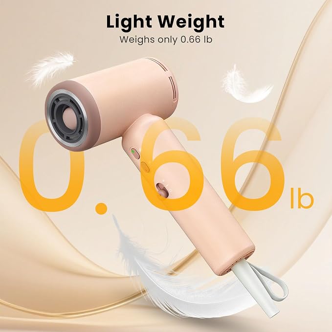 JIGGL High-Speed Dual-Voltage Mini Travel Hair Dryer with Magnetic Diffuser | As Small as a Phone,Negative Ionic,100-240V,Lightweight,Quiet,,European Plug Adapter,Curly Hair,International Travellers