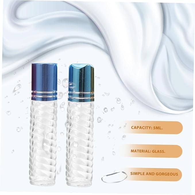 FUOYLOO 12pcs 5ml Glass Roll-on Bottles with Caps Essential Oil Roller Bottle Kit Portable Refillable Perfume Sub-packaging for Travel and Aromatherapy Random Color