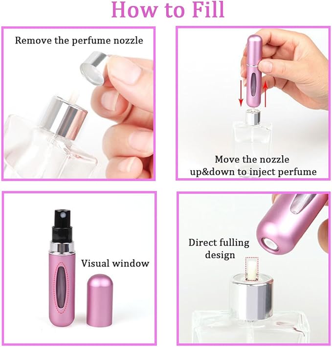 Refillable Perfume Portable Atomizer Bottle, Travel Perfume Bottle Refillable, Perfume Atomizer Spray Bottle for Traveling and Outgoing(5ml, 4 Pack)