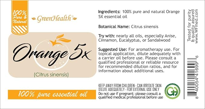 Orange 5X Essential Oil - 16 fl oz - Aluminum Bottle - GreenHealth