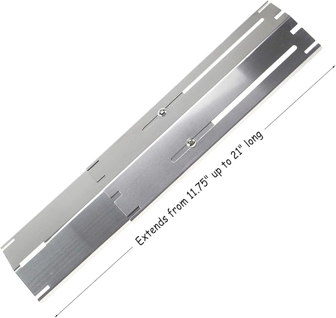 Hisencn Universal Replacement Adjustable Stainless Steel Heat Plate Shield, Heat Tent, Flavorizer Bar, Burner Cover, Flame Tamer for Brinkmann Gas Grill, Heavy Duty, Extends from 11.75" up to 21" L