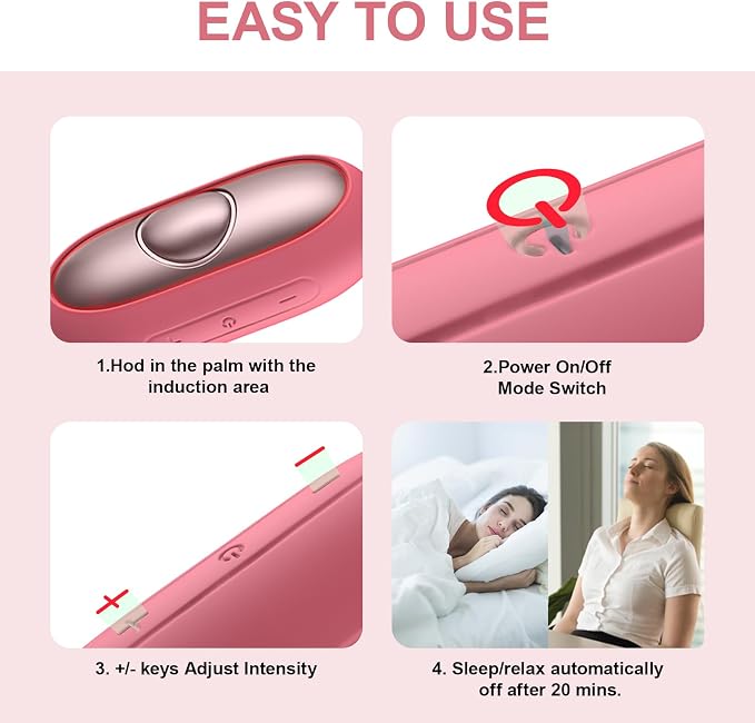 Handheld Relaxation Device – Dual-Mode Gentle Pulse Wellness Tool for Adults & Kids, Portable Sleep Device, Supports Calm Focus & Better Rest, USB-C Rechargeable (Pink)