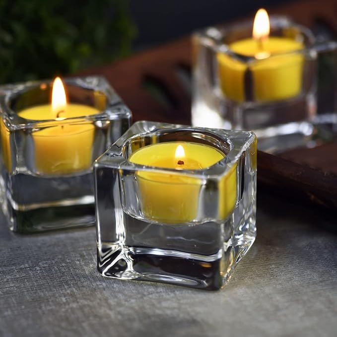 DEYBBY Natural Lemon Scented Soy Wax Tealight Candles Bulk, Aromatherapy Luxury Tea Candle Set of 24-4 Hour Burning Great Gift