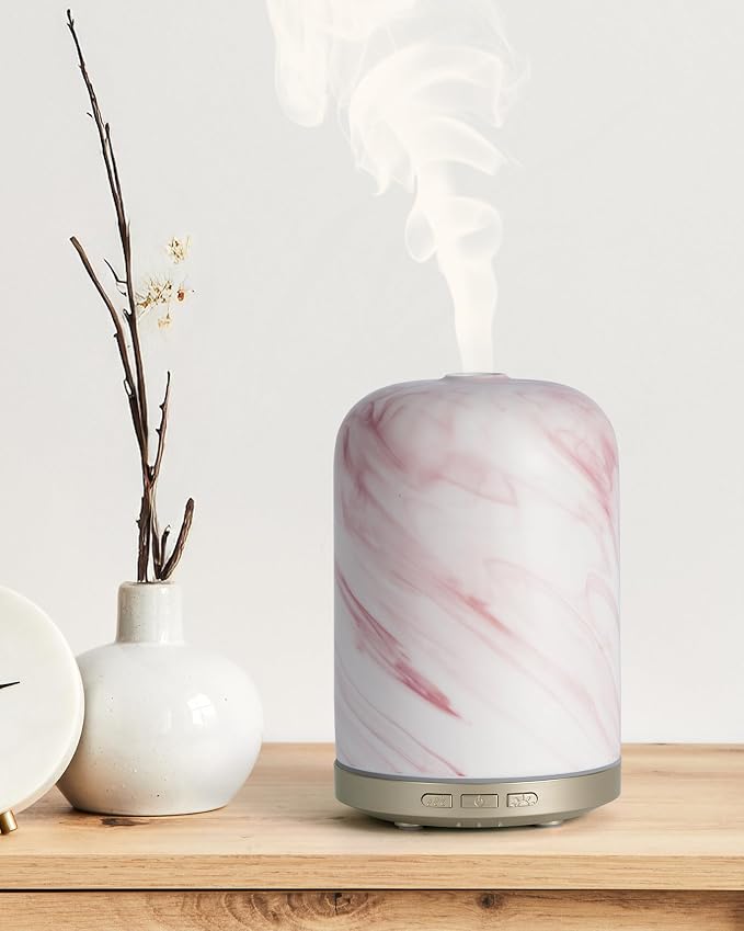 Essential Oil Diffuser - 2.4MHz Ultrasonic Ceramic Diffuser with Pulse/Continuous Mist & Night Light, Waterless Auto-Off, Silent Aromatherapy Diffuser for Home, Office, Yoga, Spa, Gifts & Home Decor.