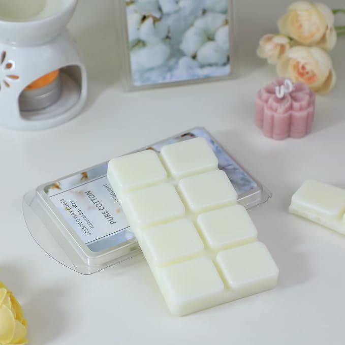 SCENTORINI Wax Melts, Summer Scented Wax Cubes, Cotton Scent Soy Wax Melts Strong Scent, for Wax Warmer Valentines Day Gifts Home Decor, 2 x 2.5 oz