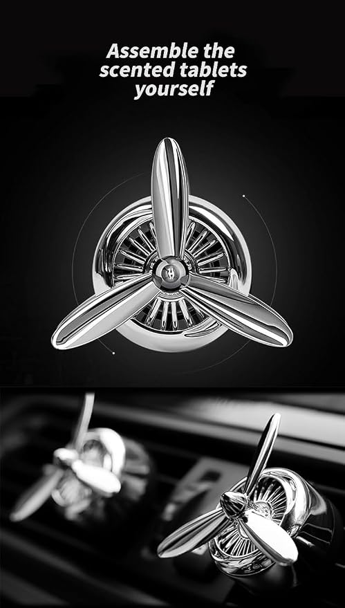 Car Air Freshener Vent Diffuser-Propeller, Car Air Freshener Vent Clip, Long Lasting, Silver, Suitable for men's and women's Car Accessories