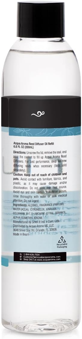 Acqua Aroma Summit (Sandal and Cedarwood) Reed Diffuser Oil Refill 6.8 FL OZ (200ml) Contains Essencial Oils