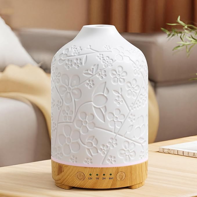 Essential Oil Diffuser Diffuser -Aromatherapy Diffuser for Essential Oils with Timer and 7 Colors LED Light Ultrasonic Diffuser with Auto Shut-Off, Home Office Decor&Gift (Blossom-150ml)