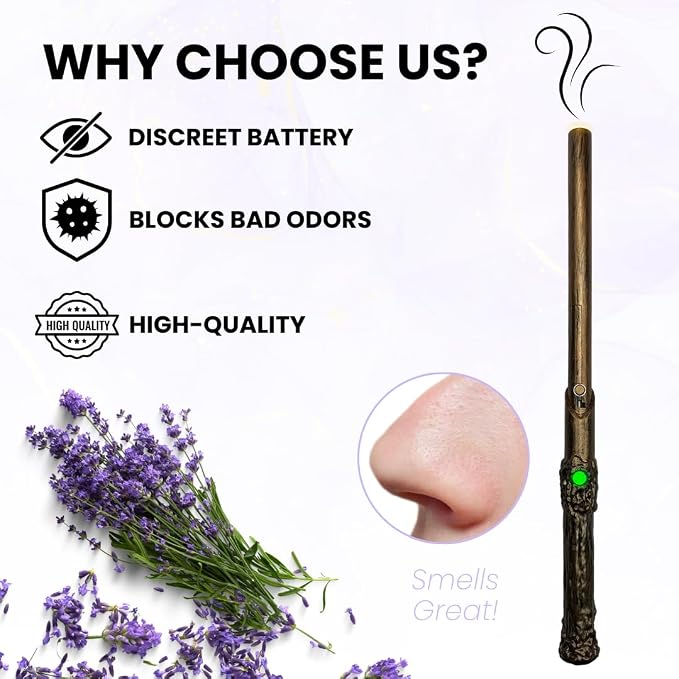 Rechargeable Aromatherapy Wand Diffuser with Adjustable Thread Design, 12-Inch Slim Battery Stick for Pocket or Bag, Includes Storage Box, Sleek Wellness Gift for Travel, Office or Daily Use