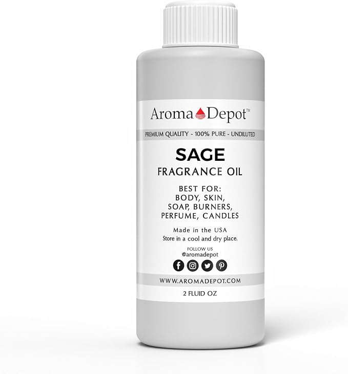 Aroma Depot Sage Type Perfume/Body Oil (7 Sizes) Our Interpretation, Premium Quality Uncut Fragrance Oil (2 Ounce Plastic Bottle (60ml))