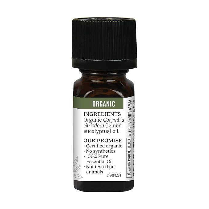 Aura Cacia Organic Lemon Eucalyptus Essential Oil, 0.25 FZ