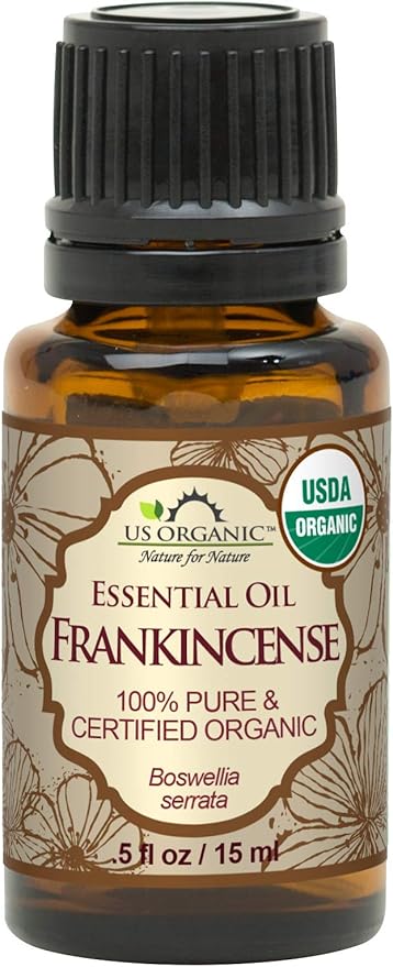 US Organic 100% Pure Frankincense Essential Oil, USDA Certified Organic, Steam Distilled, Boswellia serrata, Sourced from India, Topically or in Diffuser, Perfect for Aging Skin, All skin type (15 ml)