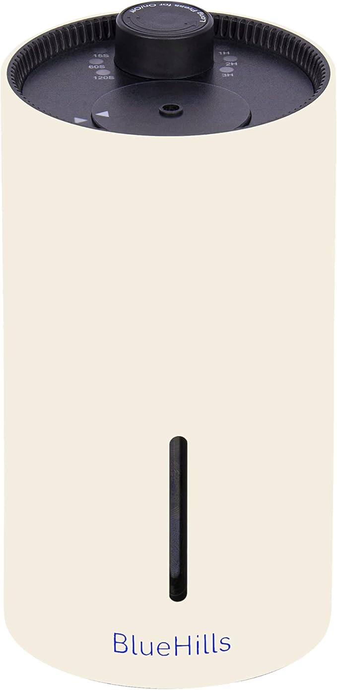 BlueHills Waterless Cordless Essential Oil Diffuser for Home Car Office Hotel Travel Long Runtime Compact Premium Small Aroma Diffuser – J09 Beige