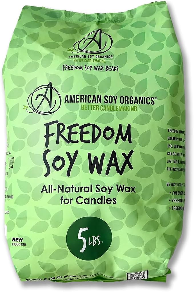 American Soy Organics Freedom Soy Wax Beads for Candle Making - Natural Candle Making Supplies - Paraffin-Free, Beeswax-Free Candle Wax for Container Candles, Tealights and Wax Melts, 5 lbs