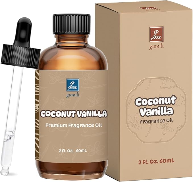 GM Gumili Coconut Vanilla Fragrance Oil 2 Oz, Natural Scent Oil for Home Essential Oils Diffuser, Candle Making, Soap Making, DIY Body Oils, Perfume, Body Mist, Spray