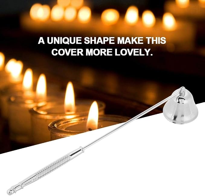 Yosoo Candle Snuffer, Candle Extinguisher Fashion Polished Stainless Steel Bell Shaped Candle Snuffer Long Handle Candle Cover Tool to Safely Extinguish Candle Snuffer Candle Accessories