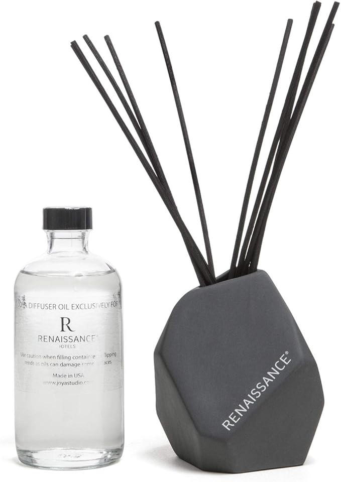 Shiso Tea Reed Diffuser - Aromatherapy Diffuser Crafted by Joya Exclusively for Renaissance Hotels - Signature Shiso Tea Scent - Black Reeds in Ceramic Vessel - 8 oz.