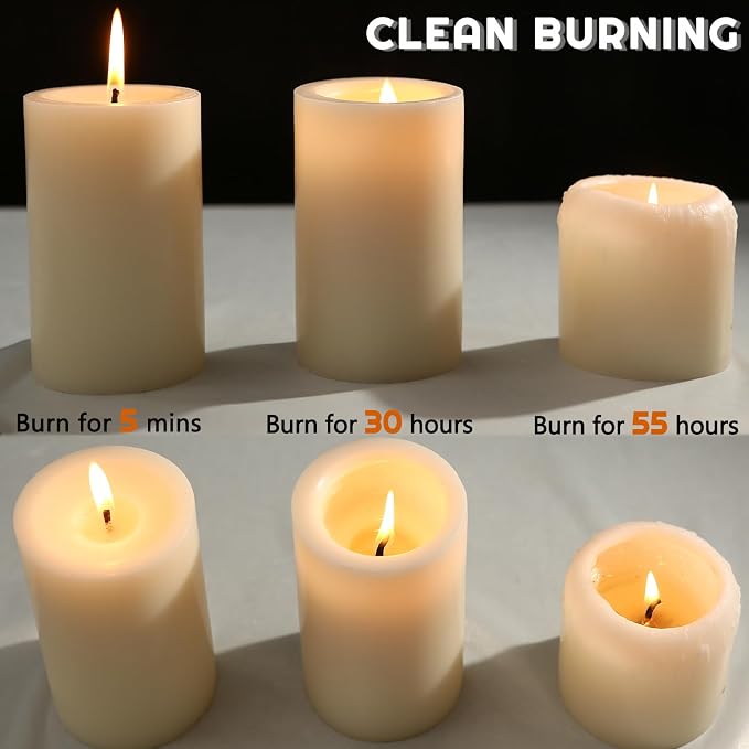 Set of 12 Ivory Pillar Candles - 2.8x6 inch Hand-Poured Large Pillar Candle | 75 Hours Burn Time | Unscented Candles | Dripless and Smokeless | Perfect for Wedding, Parties, Spas, Home Decor