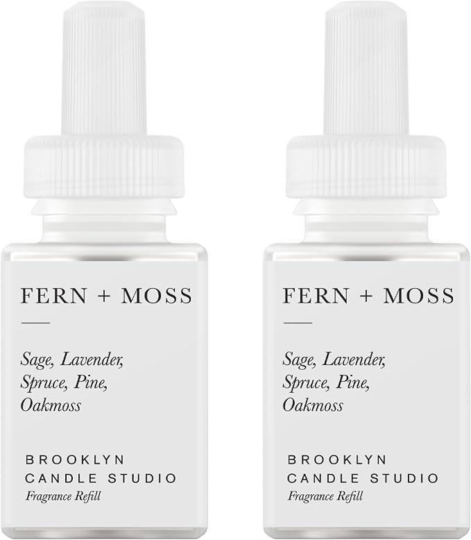 Pura & Brooklyn Candle Studio Home Scent Refill - Smart Air Diffuser - Up to 120-Hours of Luxury Fragrance per Refill - Home Essential - Clean & Safe Diffuser Fragrance - 2 Pack, Fern & Moss
