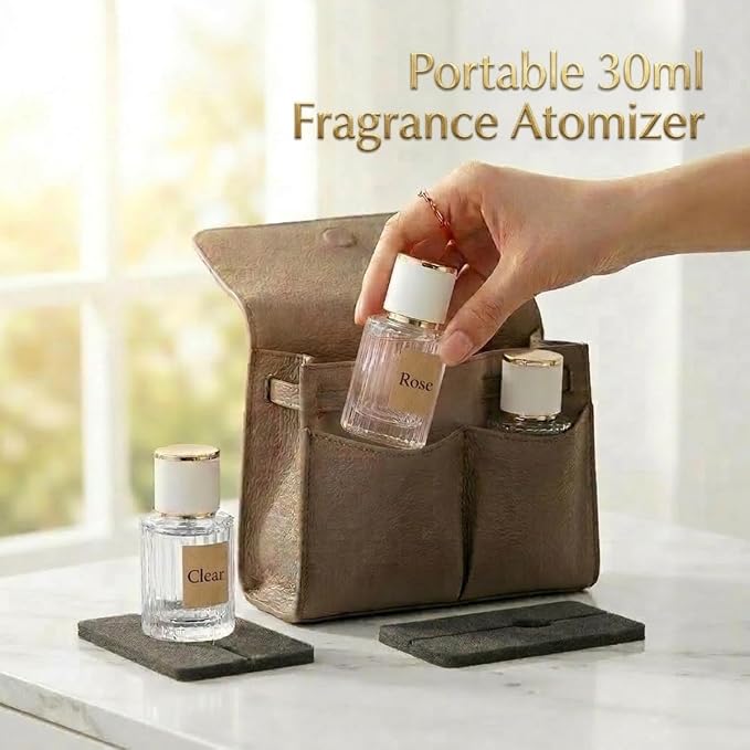 Empty Perfume Spray Bottles Set, Ribbed Glass Atomizer Refillable Portable Glass Atomizers with Funnel and Dropper, Fine Mist Spray for Women Men Dispenser Fragrance Container Set (2PCS, Clear+Black)