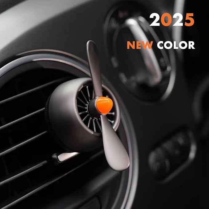 INEBIZ Car Air Freshener Vent Clip, Propeller Aromatherapy Diffuser, with 2 pcs Long Lasting Scent Refill (Grey)