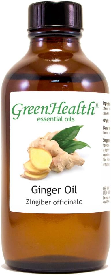 GreenHealth Ginger Essential Oil - 4 fl oz Amber Glass Bottle - 100% Pure & Natural Essential Oil