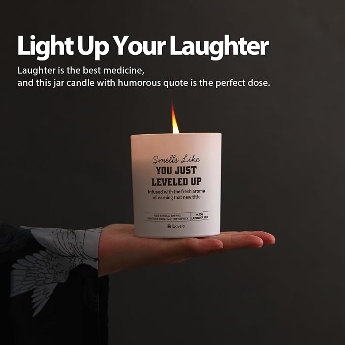 Smells Like You Just Leveled Up Congratulations Gifts On New Job Promotion Gifts for Coworkers Friends Scented Candle Home Office Jar Candle Sage Floral Lavender Scent Soy Wax 9.5 oz