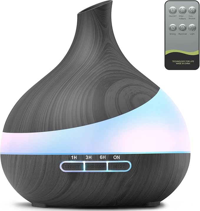 HJTHJT Essential Oil Diffuser: 500ML Aromatherapy Diffuser with Remote Control for Hotel Spa Yoga Room - Humidifiers for Bedroom with 14 Colors LED Night Light for Kids/Women