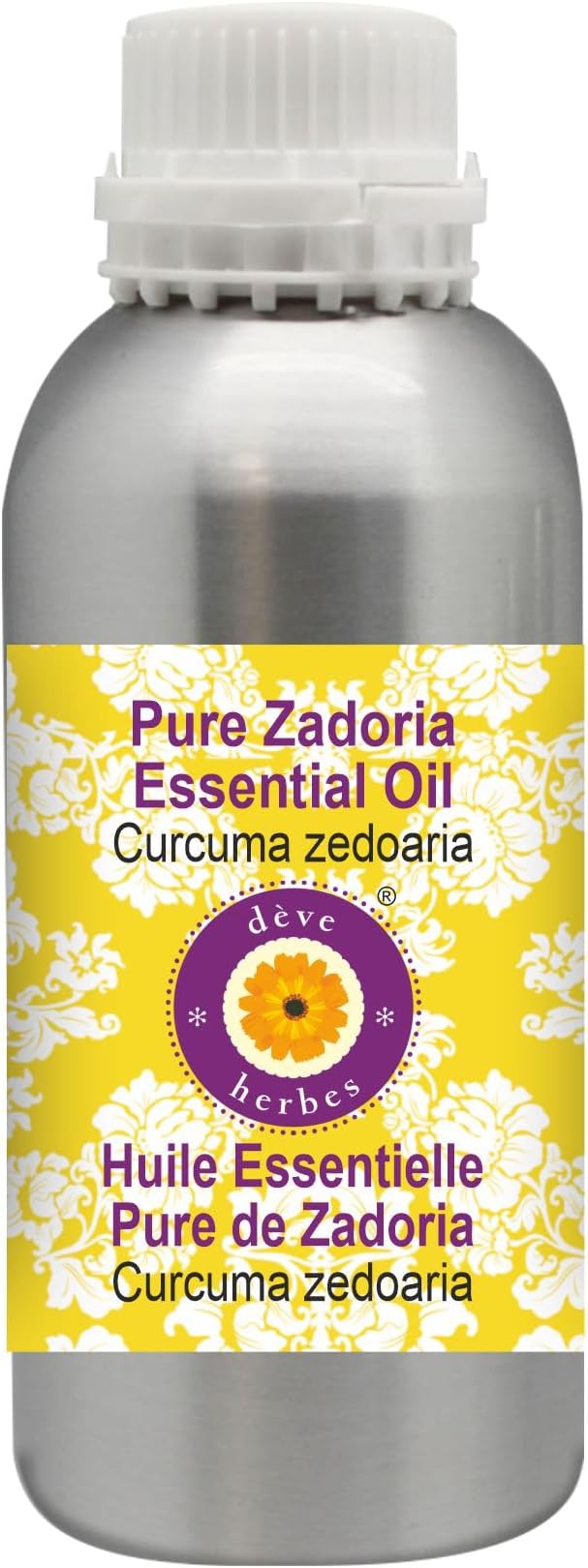 Deve Herbes Pure Zadoria Essential Oil (Curcuma zedoaria) Steam Distilled 300ml (10 oz)