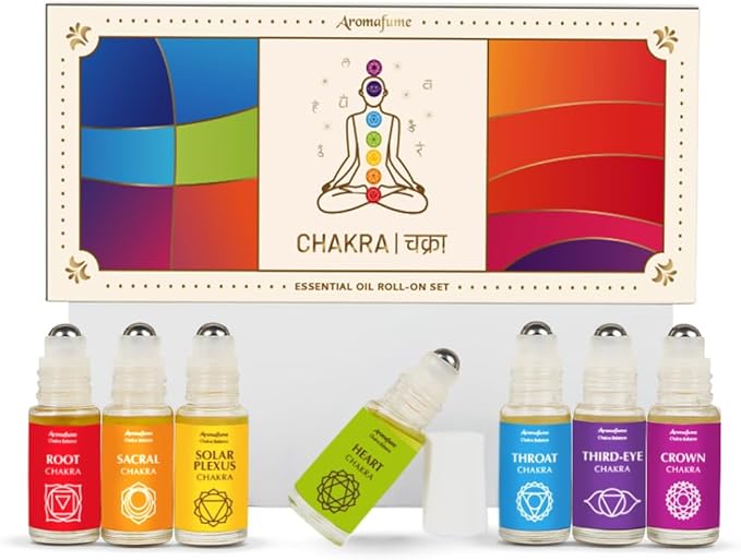 7 Chakra Essential Oil Roll-On Blend Gift Set by Aromafume | 7x 6ml/0.2 fl oz | Aromatherapy Oils for Meditation, Chakra Balance | Yoga & Reiki Gifts | Essential Oil Set for Plexus, Root Chakra & more