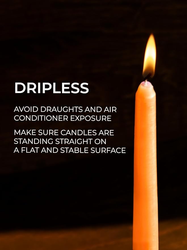 CANDWAX 12 inch Orange Taper Candles Set of 4 — Unscented Dripless Smokeless Slow Burning Orange Tapered Candlesticks — Ideal as Thanksgiving Dinner Table Centerpiece or for Halloween Décor