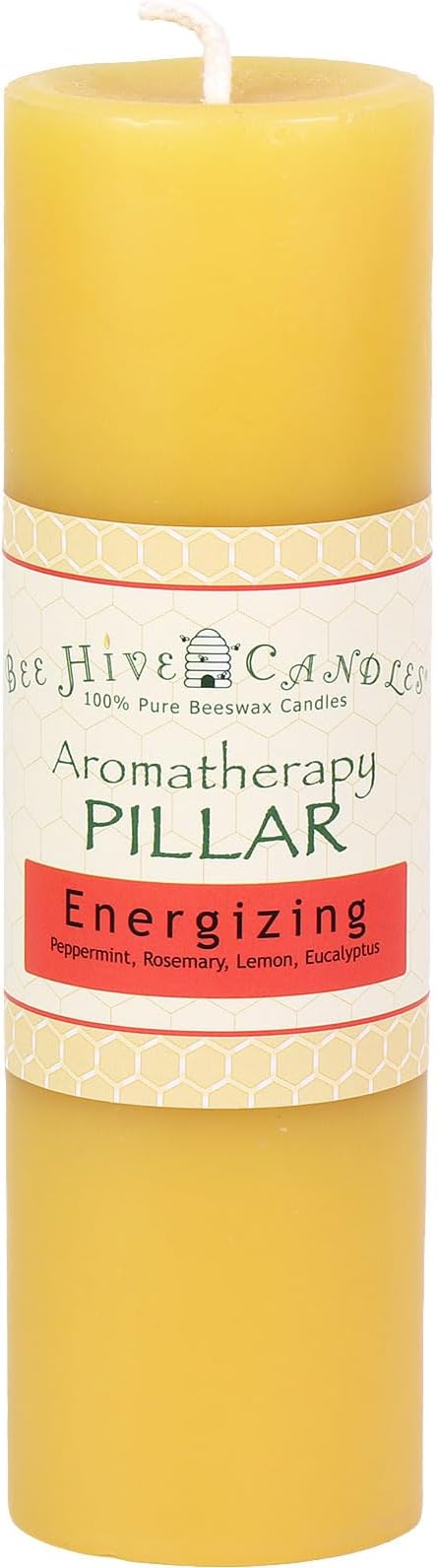 Bee Hive Candles 100% Pure Beeswax Aromatherapy Pillar Candle (2" x 6", Energizing)