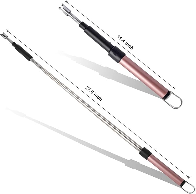 Candle Arc Lighters Long Flexible Neck 70cm Telescopic Rechargeable Electric Flameless Lighter for Kitchen Fireplace Pilot Light BBQ Stove (Pink)