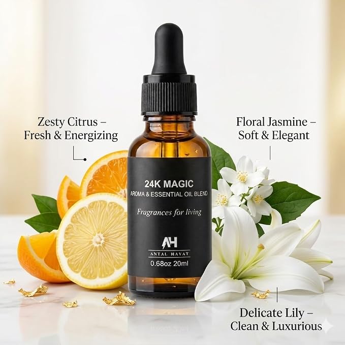 Hotel Diffuser Oil 24K Magic 20ml – Luxury Hotel Inspired Fragrance Oil Inspired by W Hotels – Premium Home Fragrance with Citrus and Jasmine - Home Luxury Scent with Glass Bottle with Dropper