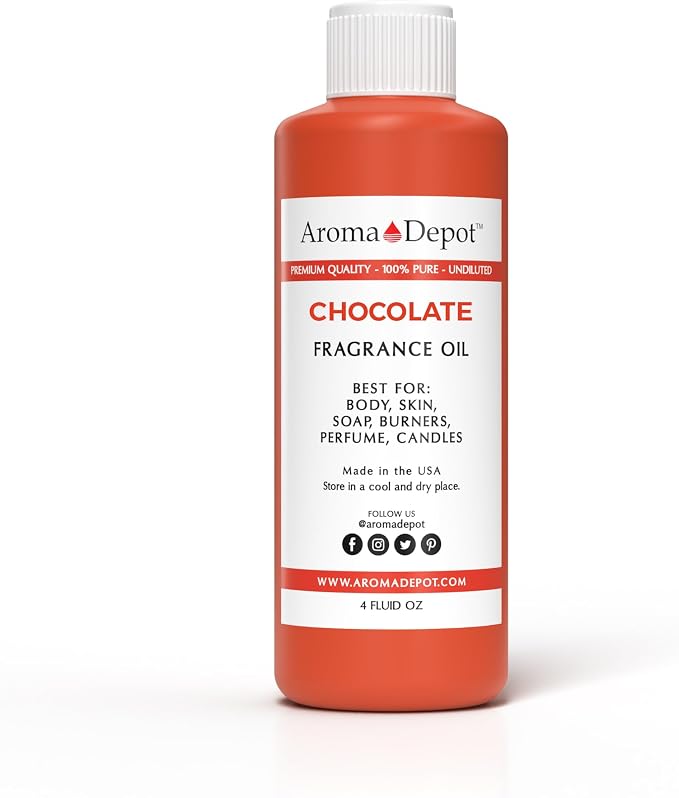 Aroma Depot Chocolate Fragrance Oil 4 oz. Perfume Skin Oil, Scented, is Great for Candles, Bath Bombs, Body Butters, Creams & Lotions. Few Drops in The Diffuser, Burners, or Warmers.